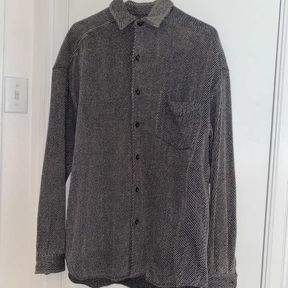 Structure Mens Black and White Dress Shirt Jacket
